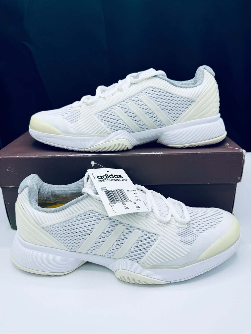Adidas by Stella McCartney Barricade 2015 Size 8 White Tennis Shoes m21096 New!